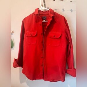 Men’s J Crew Heavyweight Chamois long sleeve Work Shirt in fire red